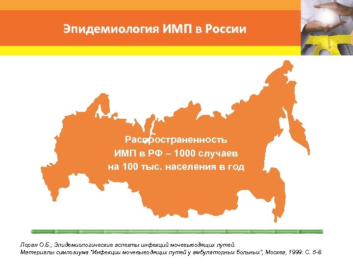 Эпидемиология ИМП в России Распространенность ИМП в РФ – 1000 случаев на 100 тыс.