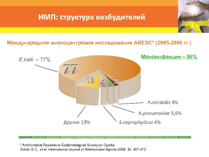ИМП: структура возбудителей Международное многоцентровое исследование ARESC* (2005 -2006 гг. ) Моноинфекция – 96%