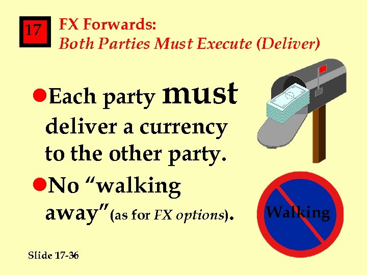 17 FX Forwards: Both Parties Must Execute (Deliver) l. Each party must deliver a