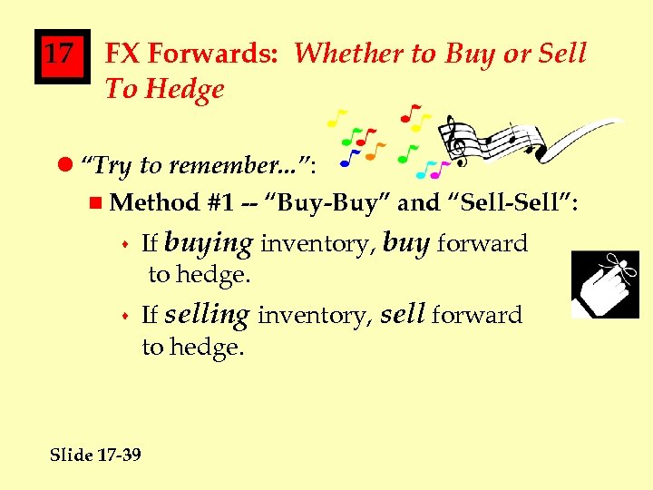 17 FX Forwards: Whether to Buy or Sell To Hedge l “Try to remember.