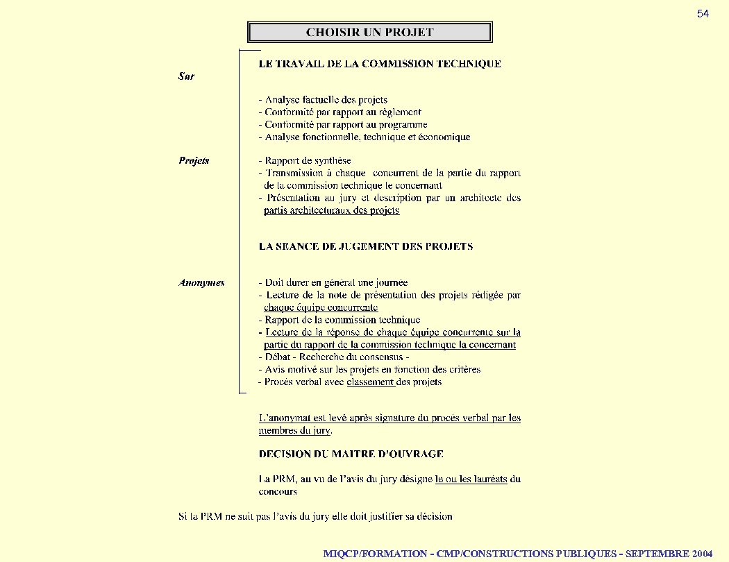 54 MIQCP/FORMATION - CMP/CONSTRUCTIONS PUBLIQUES - SEPTEMBRE 2004 