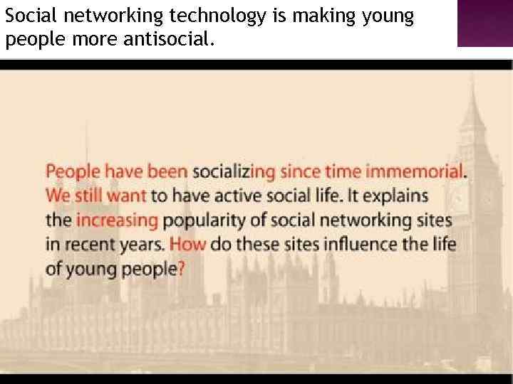 Social networking technology is making young people more antisocial. 