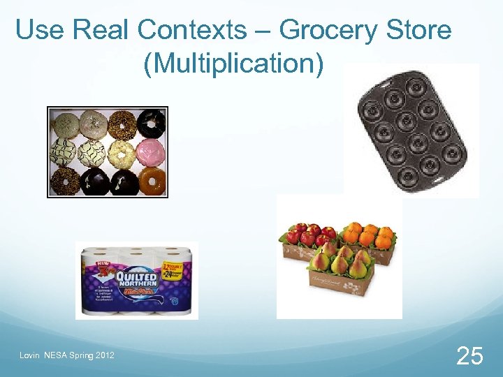 Use Real Contexts – Grocery Store (Multiplication) Lovin NESA Spring 2012 25 