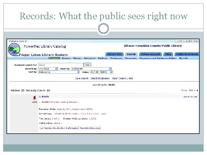 Records: What the public sees right now 