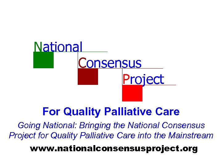 National Consensus Project For Quality Palliative Care Going National: Bringing the National Consensus Project