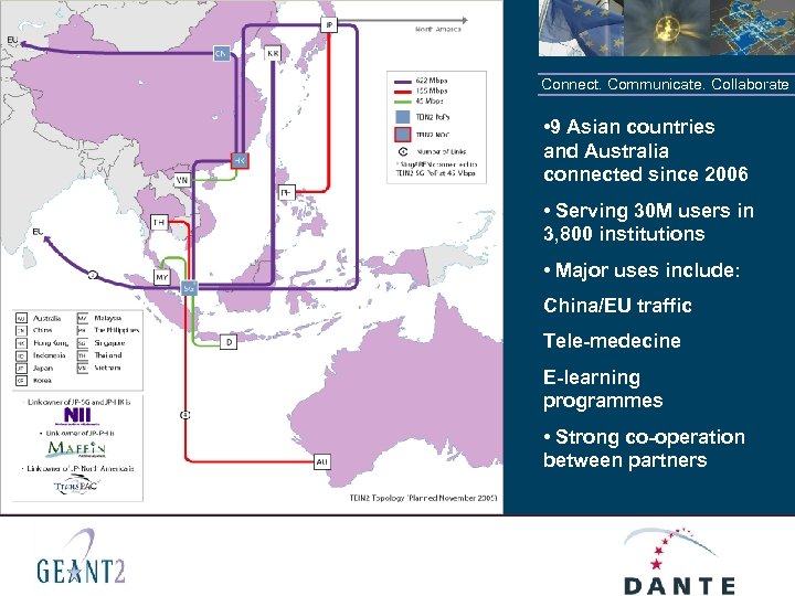 Connect. Communicate. Collaborate • 9 Asian countries and Australia connected since 2006 • Serving