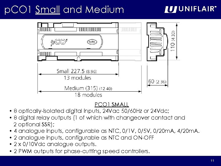 p. CO 1 Small and Medium PCO 1 SMALL • 8 optically-isolated digital inputs,