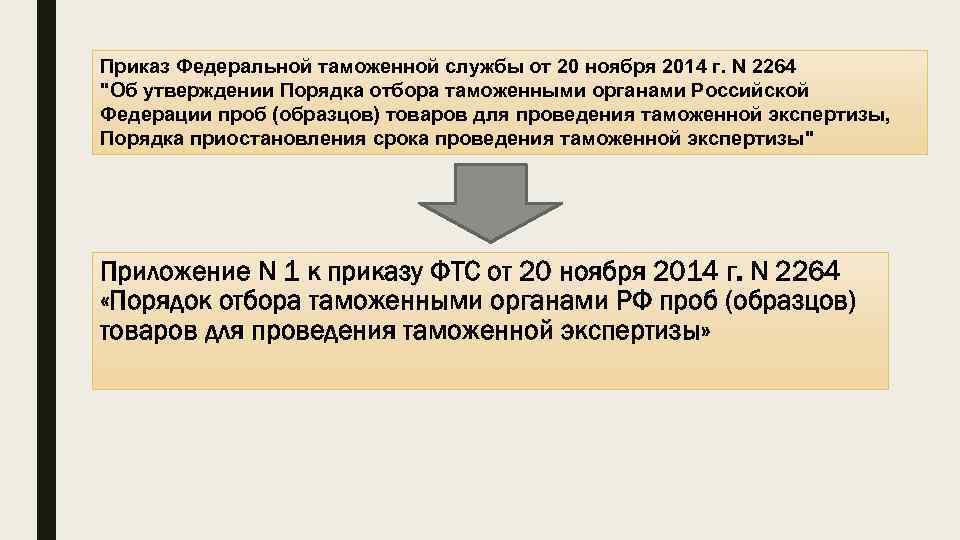 Приказ Федеральной таможенной службы от 20 ноября 2014 г. N 2264 "Об утверждении Порядка