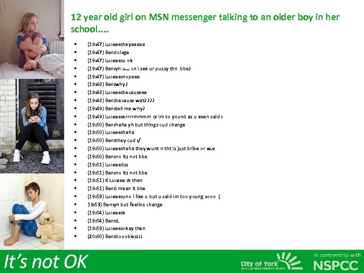 12 year old girl on MSN messenger talking to an older boy in her