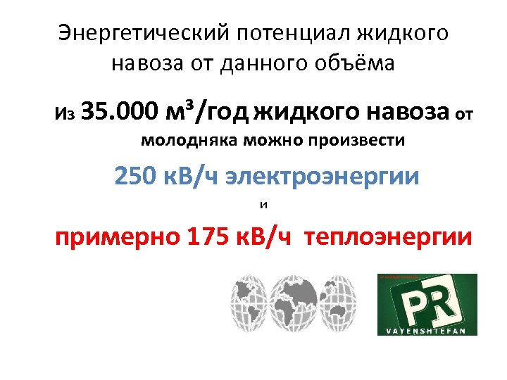 Энергетический потенциал жидкого навоза от данного объёма Из 35. 000 м³/год жидкого навоза от