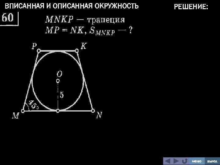 Углы вписанной трапеции