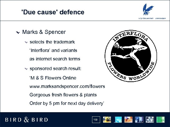 'Due cause' defence Marks & Spencer selects the trademark ‘Interflora’ and variants as internet