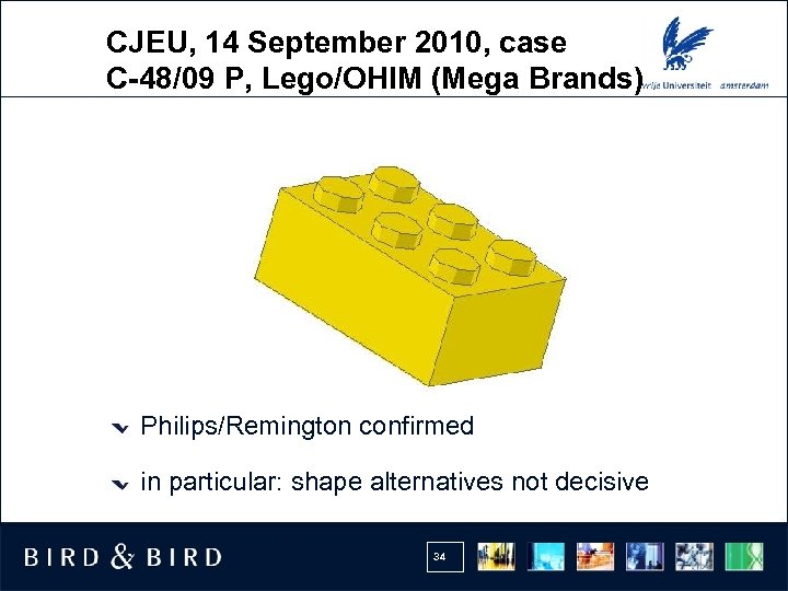 CJEU, 14 September 2010, case C-48/09 P, Lego/OHIM (Mega Brands) Philips/Remington confirmed in particular: