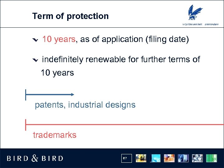 Term of protection 10 years, as of application (filing date) indefinitely renewable for further