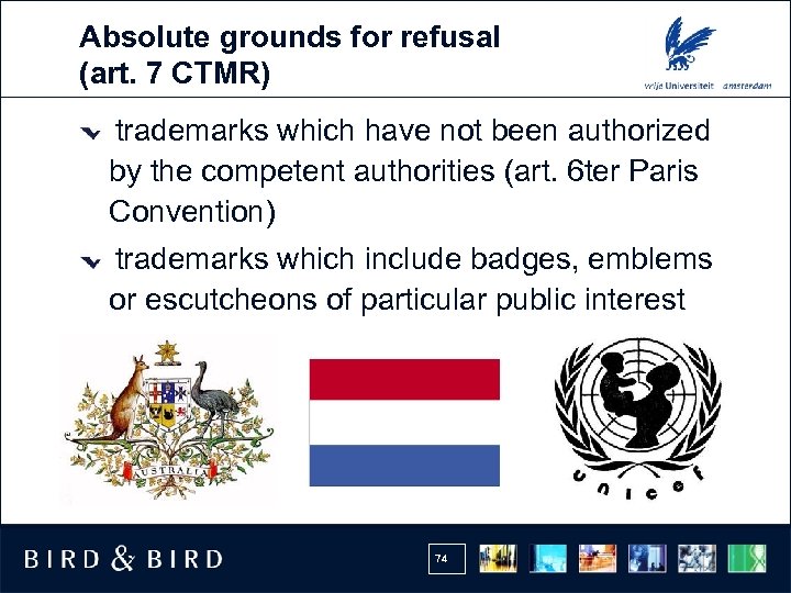 Absolute grounds for refusal (art. 7 CTMR) trademarks which have not been authorized by