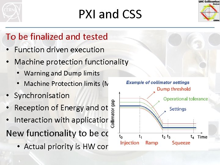 PXI and CSS To be finalized and tested • Function driven execution • Machine