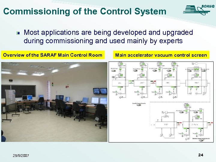 Commissioning of the Control System Most applications are being developed and upgraded during commissioning