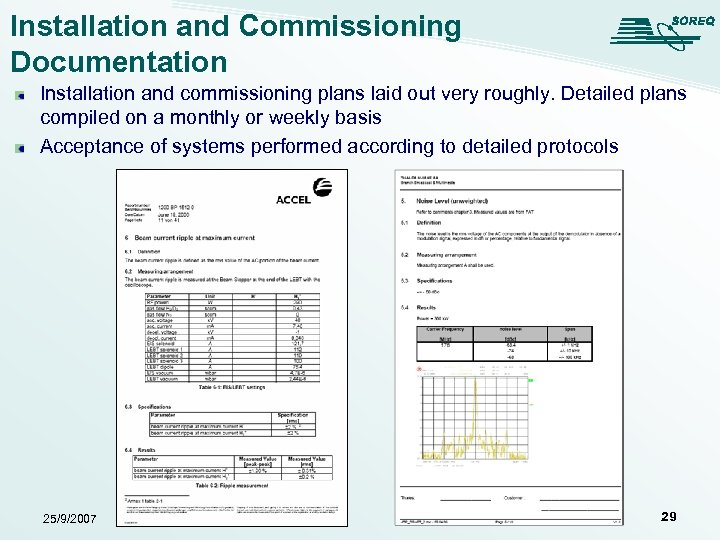 Installation and Commissioning Documentation Installation and commissioning plans laid out very roughly. Detailed plans