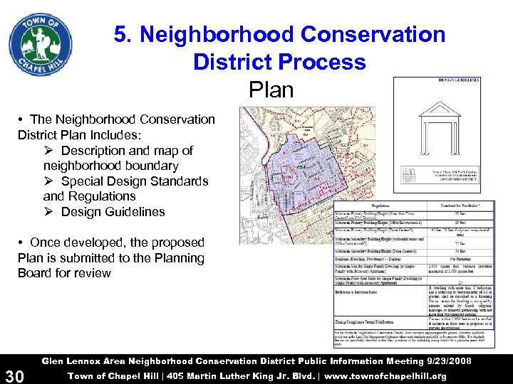 5. Neighborhood Conservation District Process Plan • The Neighborhood Conservation District Plan Includes: Ø