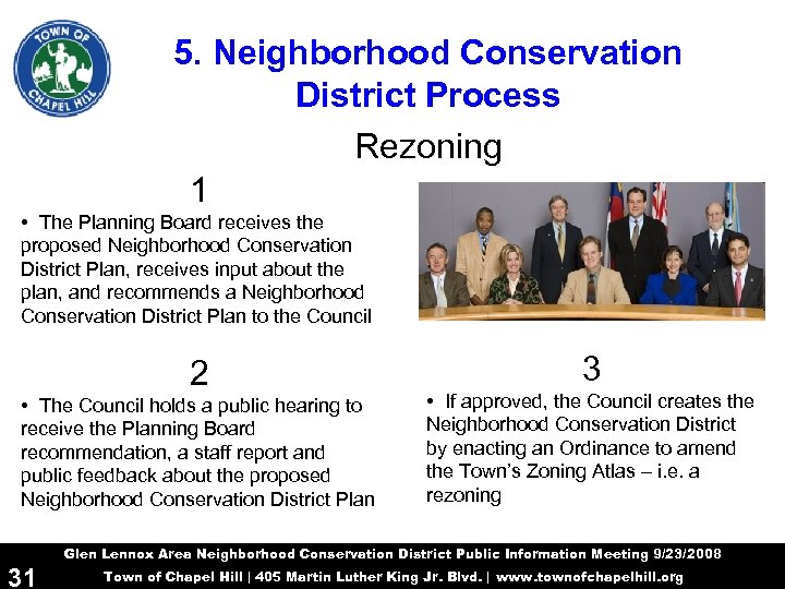 5. Neighborhood Conservation District Process Rezoning 1 • The Planning Board receives the proposed