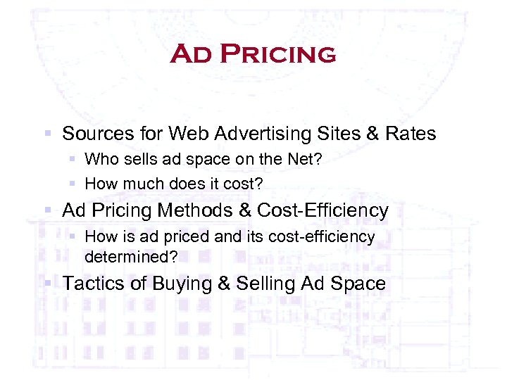 Ad Pricing § Sources for Web Advertising Sites & Rates § Who sells ad