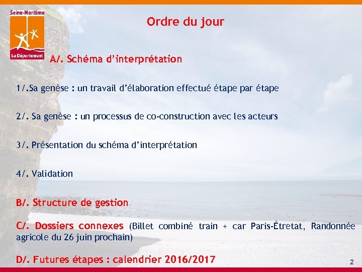 Ordre du jour A/. Schéma d’interprétation 1/. Sa genèse : un travail d’élaboration effectué