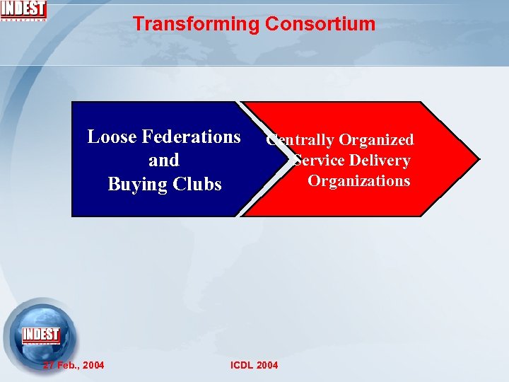 Transforming Consortium Loose Federations and Buying Clubs 27 Feb. , 2004 Centrally Organized Service