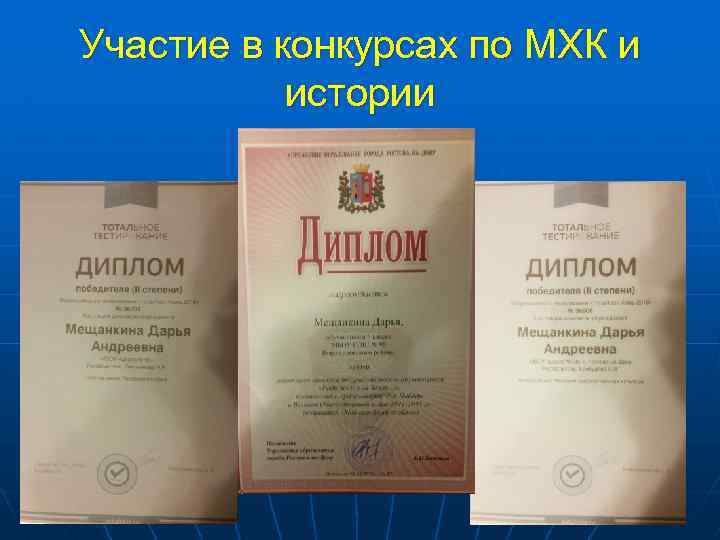 Участие в конкурсах по МХК и истории 