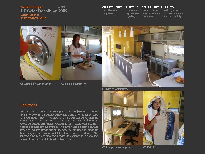 Precedent Analysis arc 572 UT Solar Decathlon 2009 Lumen|Essence Team Montreal | 2007 01