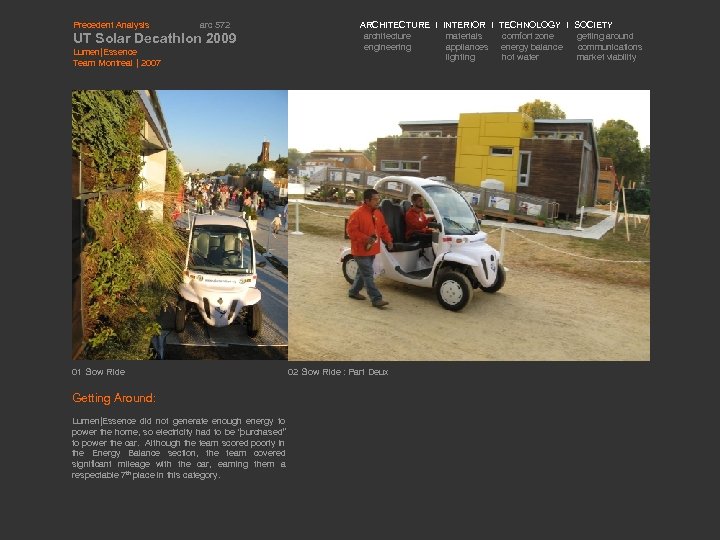 Precedent Analysis arc 572 ARCHITECTURE I INTERIOR I TECHNOLOGY I SOCIETY architecture materials comfort