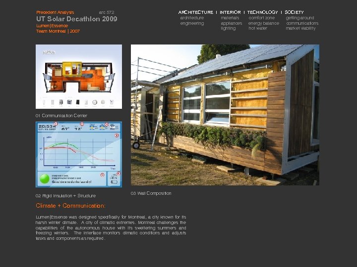 Precedent Analysis arc 572 ARCHITECTURE I INTERIOR I TECHNOLOGY I SOCIETY architecture materials comfort