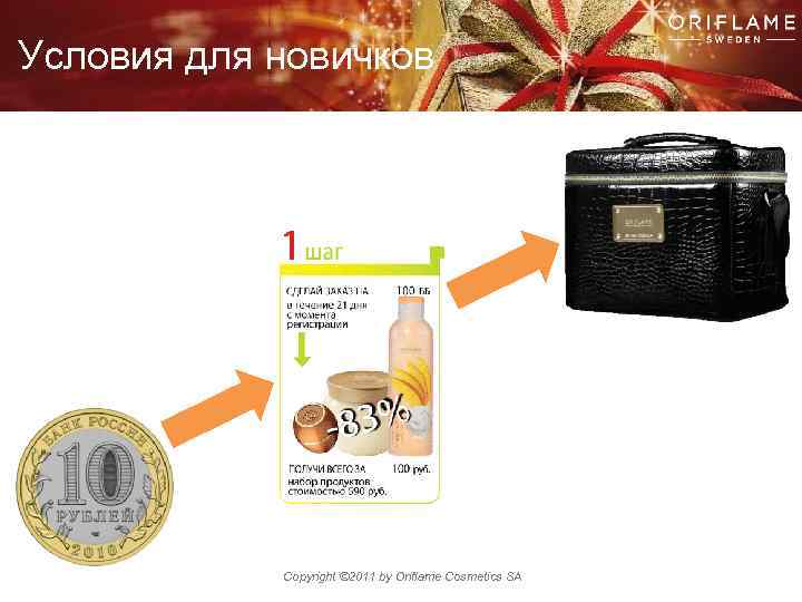 Условия для новичков Copyright © 2011 by Oriflame Cosmetics SA 