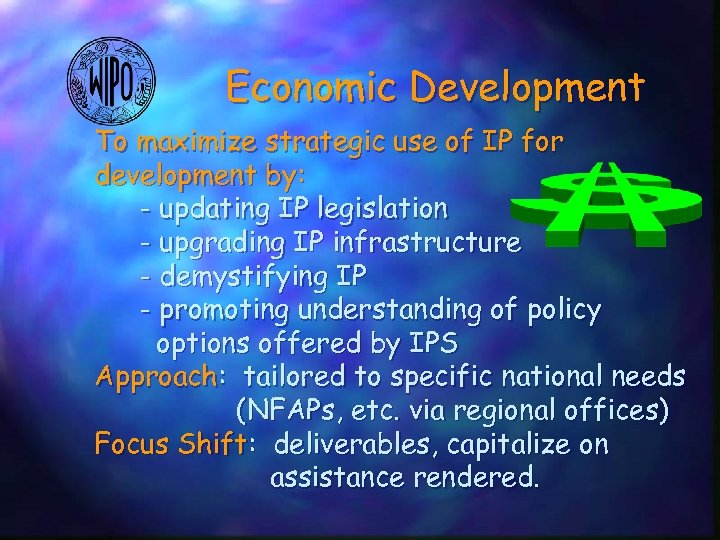 Economic Development To maximize strategic use of IP for development by: - updating IP