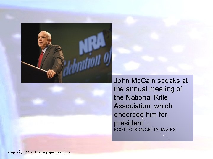 John Mc. Cain speaks at the annual meeting of the National Rifle Association, which