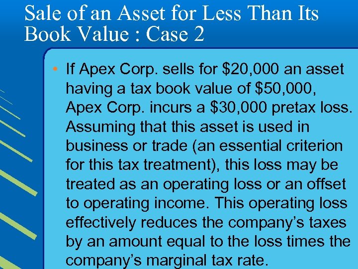 Sale of an Asset for Less Than Its Book Value : Case 2 •