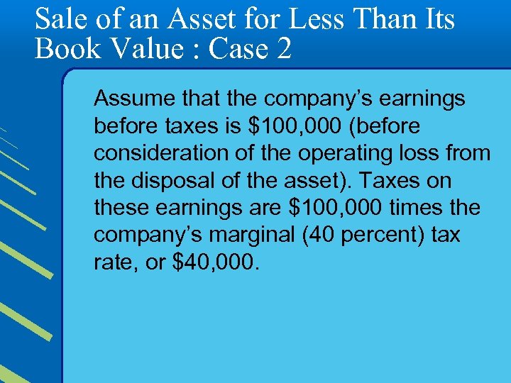 Sale of an Asset for Less Than Its Book Value : Case 2 Assume