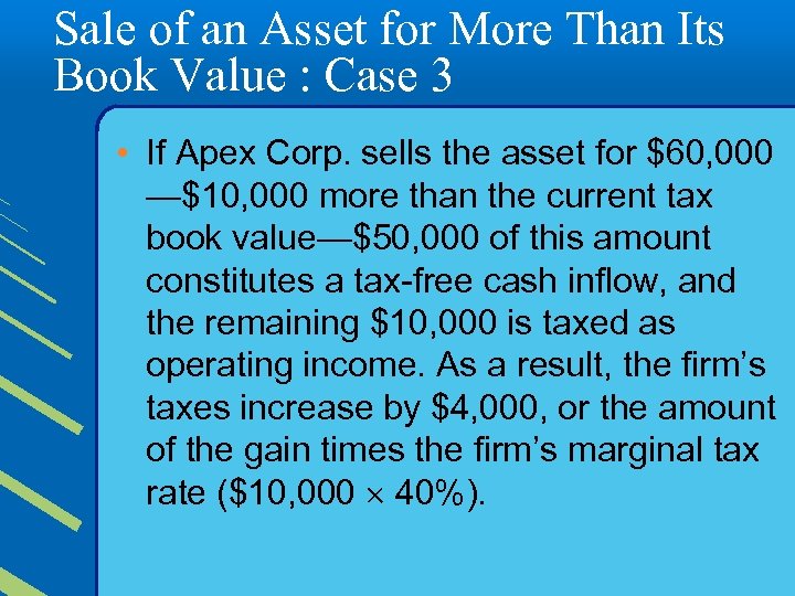 Sale of an Asset for More Than Its Book Value : Case 3 •