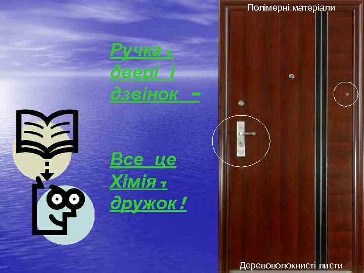 Полімерні матеріали Ручка, двері і дзвінок Все це Хімія, дружок! Деревоволокнисті листи 