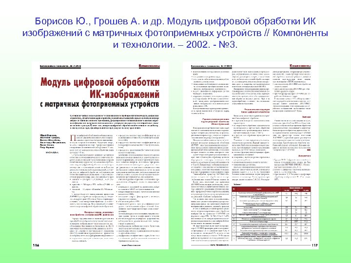 Борисов Ю. , Грошев А. и др. Модуль цифровой обработки ИК изображений с матричных
