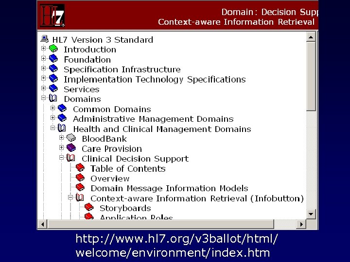 http: //www. hl 7. org/v 3 ballot/html/ welcome/environment/index. htm 