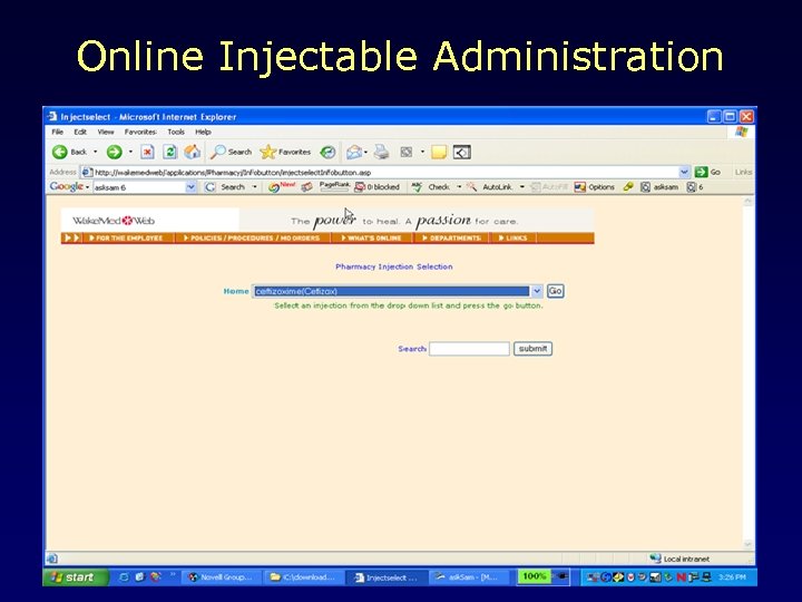 Online Injectable Administration 