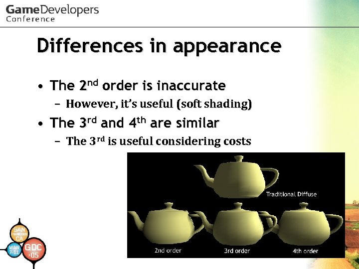 Differences in appearance • The 2 nd order is inaccurate – However, it’s useful
