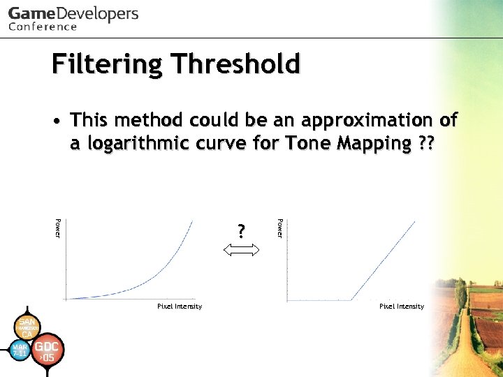 Filtering Threshold • This method could be an approximation of a logarithmic curve for