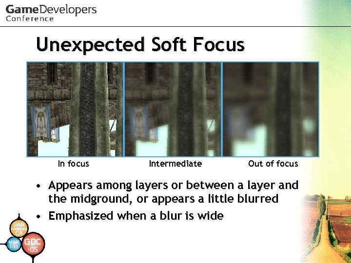 Unexpected Soft Focus In focus Intermediate Out of focus • Appears among layers or