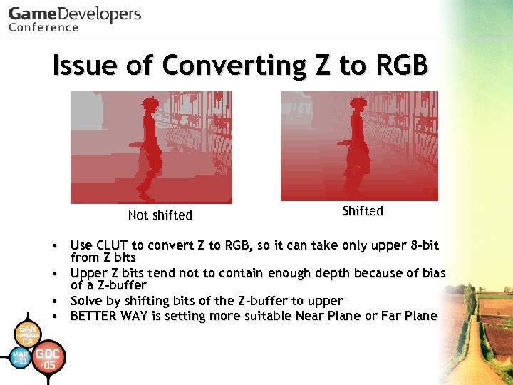 Issue of Converting Z to RGB Not shifted Shifted • Use CLUT to convert