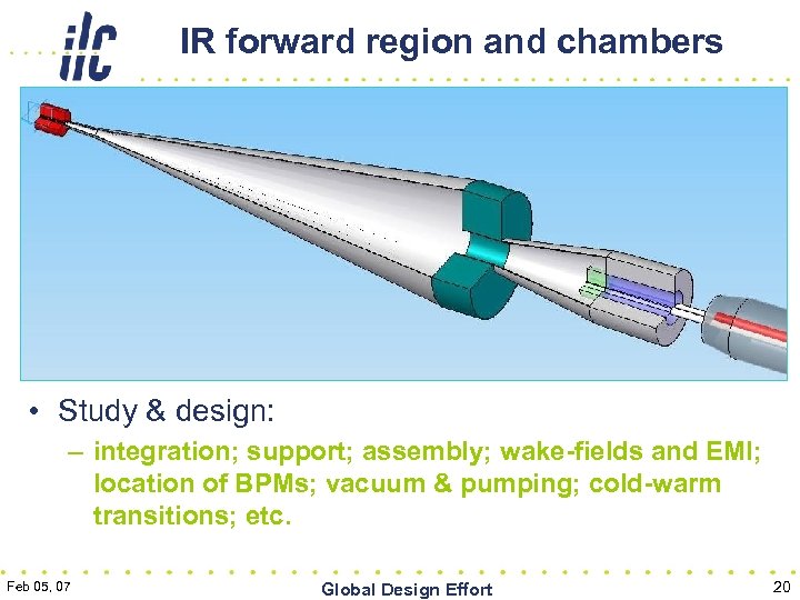 IR forward region and chambers • Study & design: – integration; support; assembly; wake-fields