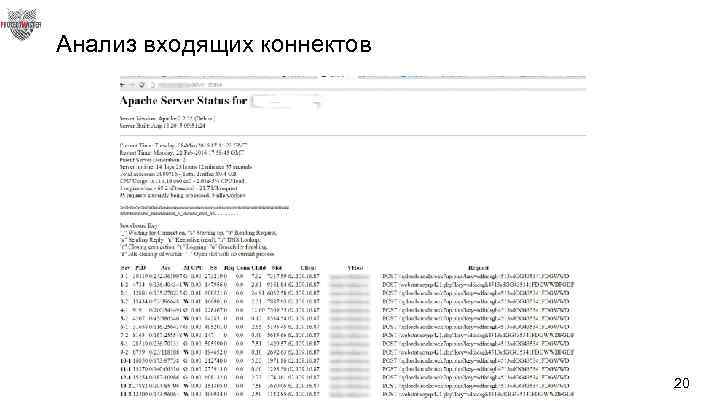 Анализ входящих коннектов 20 