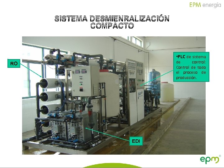 SISTEMA DESMIENRALIZACIÓN COMPACTO • PLC de sistema de control: Control de todo el proceso