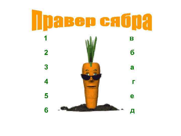 1 в 2 б 3 а 4 г 5 е 6 д 