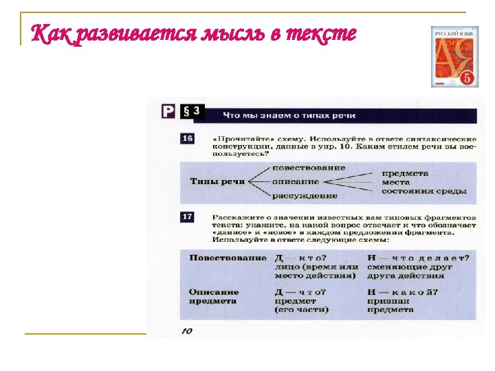 Как развивается мысль в тексте 